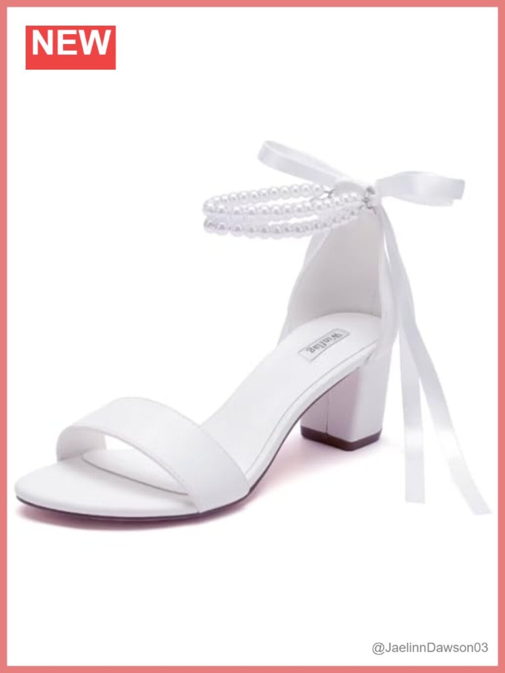 Pearl Wedding Shoes Open Toe Block Heel Sandals Bridal Chunky Heel
